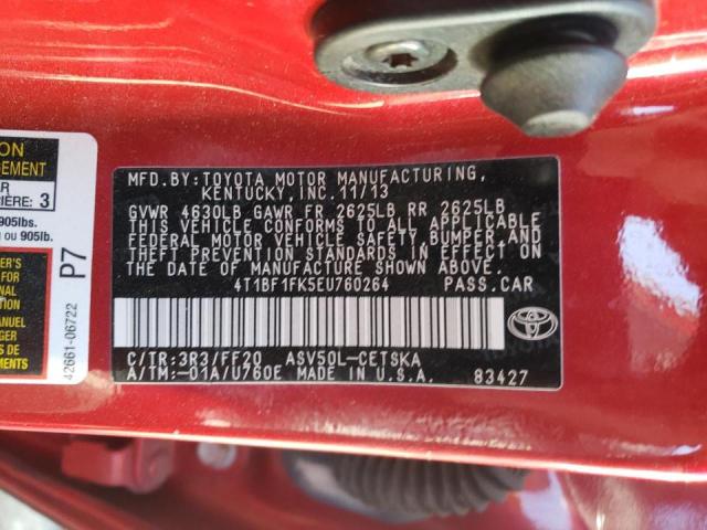 Photo 10 from auction – 2014 TOYOTA CAMRY L with VIN 4T1BF1FK5EU760264