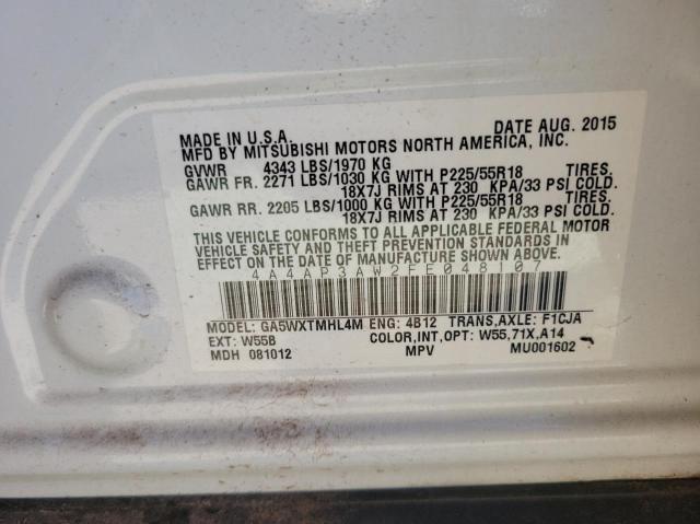 Photo 10 from auction – 2015 MITSUBISHI OUTLANDER with VIN 4A4AP3AW2FE048107