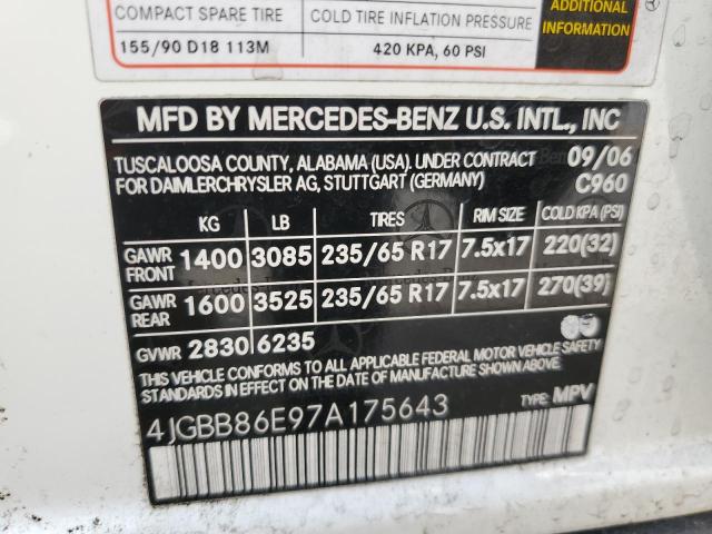 Photo 10 from auction – 2007 MERCEDES-BENZ ML 350 with VIN 4JGBB86E97A175643