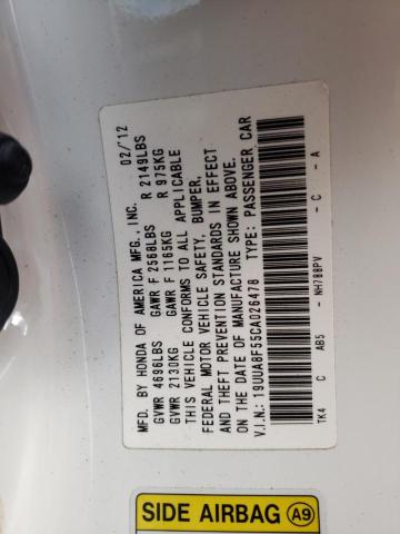 Photo 10 from auction – 2012 ACURA TL with VIN 19UUA8F55CA026478