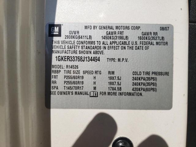 Photo 10 from auction – 2008 GMC ACADIA SLT with VIN 1GKER33768J134494