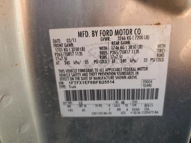 Photo 10 from auction – 2011 FORD F150 SUPER with VIN 1FTFX1EF6BFB25514