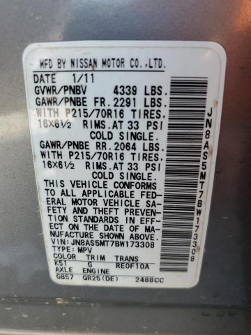 Photo 10 from auction – 2011 NISSAN ROGUE S with VIN JN8AS5MT7BW173308