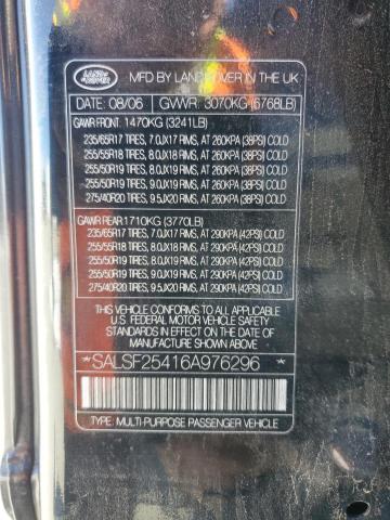 Photo 10 from auction – 2006 LAND ROVER RANGE ROVE with VIN SALSF25416A976296