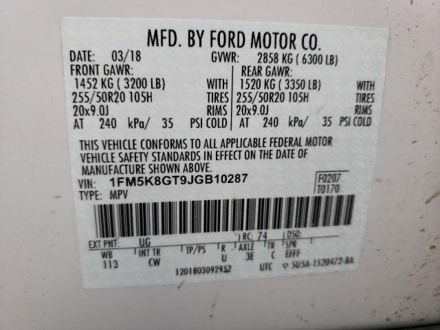 Photo 10 from auction – 2018 FORD EXPLORER S with VIN 1FM5K8GT9JGB10287