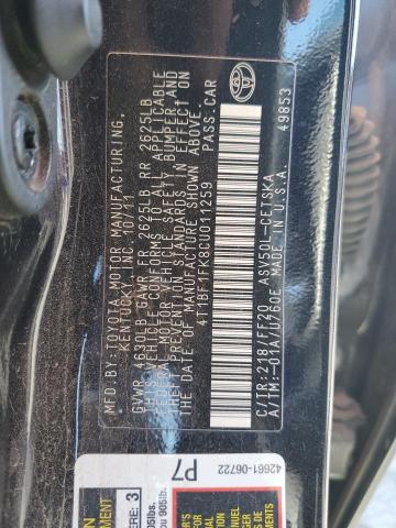 Photo 10 from auction – 2012 TOYOTA CAMRY BASE with VIN 4T1BF1FK8CU011259