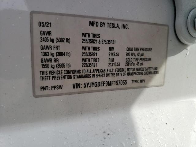 Photo 10 from auction – 2021 TESLA MODEL Y with VIN 5YJYGDEF9MF197065
