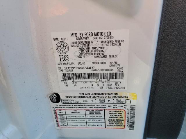 Photo 10 from auction – 2011 FORD F150 SUPER with VIN 1FTFW1E62BFA52547