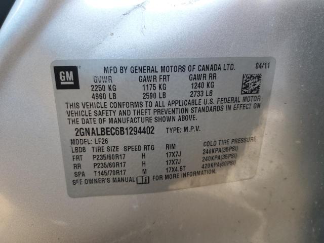 Photo 10 from auction – 2011 CHEVROLET EQUINOX LS with VIN 2GNALBEC6B1294402