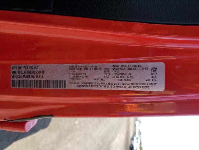 Photo 10 from auction – 2021 JEEP GLADIATOR with VIN 1C6JJTBG8ML530418