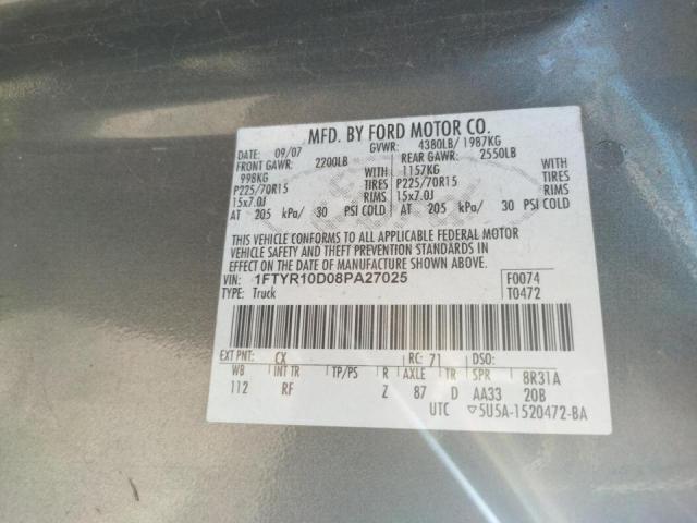 Photo 10 from auction – 2008 FORD RANGER with VIN 1FTYR10D08PA27025