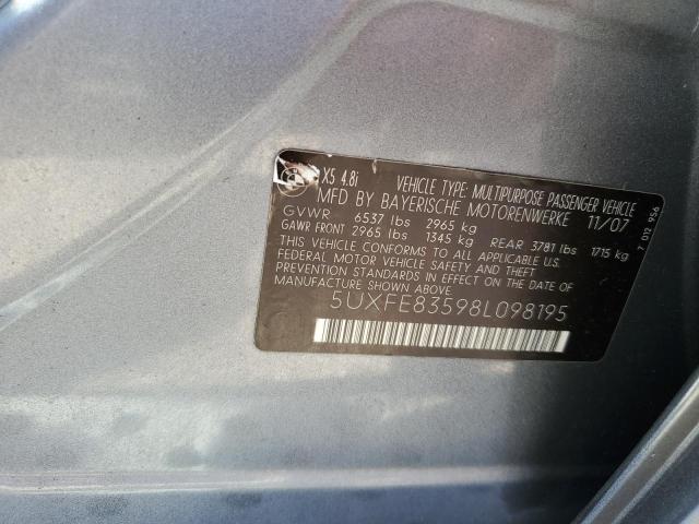 Photo 10 from auction – 2008 BMW X5 4.8I with VIN 5UXFE83598L098195