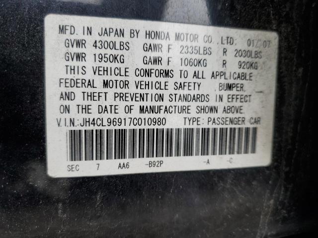Photo 10 from auction – 2007 ACURA TSX with VIN JH4CL96917C010980