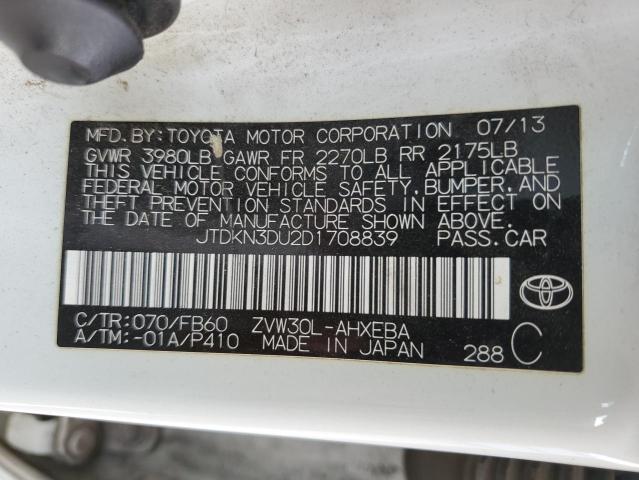 Photo 10 from auction – 2013 TOYOTA PRIUS with VIN JTDKN3DU2D1708839