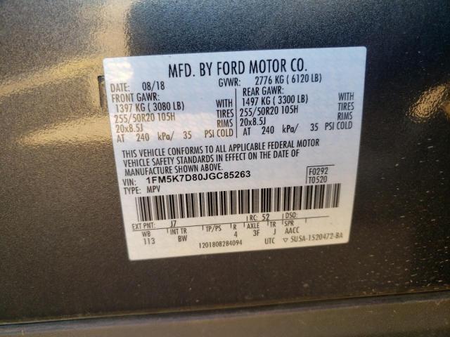 Photo 10 from auction – 2018 FORD EXPLORER X with VIN 1FM5K7D80JGC85263