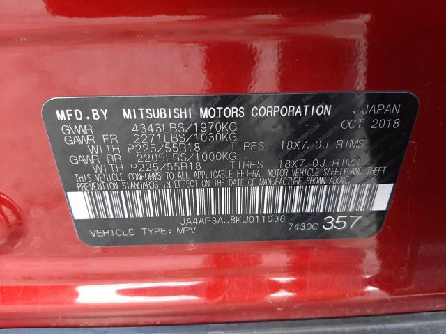 Photo 10 from auction – 2019 MITSUBISHI OUTLANDER with VIN JA4AR3AU8KU011038