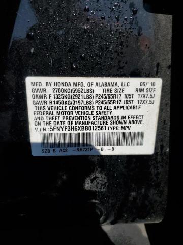 Photo 10 from auction – 2011 HONDA PILOT EXL with VIN 5FNYF3H6XBB012561