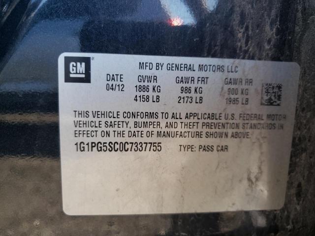 Photo 10 from auction – 2012 CHEVROLET CRUZE LT with VIN 1G1PG5SC0C7337755