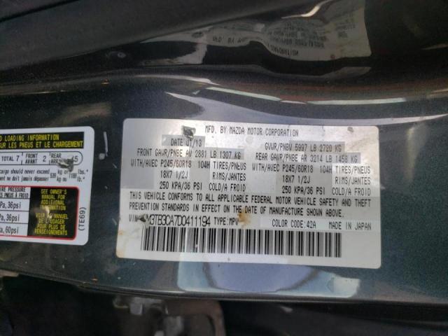 Photo 10 from auction – 2013 MAZDA CX-9 TOURI with VIN JM3TB3CA7D0411194