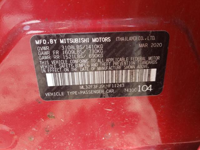 Photo 10 from auction – 2020 MITSUBISHI MIRAGE with VIN ML32F3FJ9LHF11243