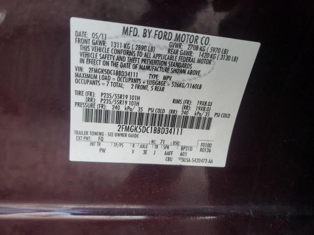 Photo 10 from auction – 2011 FORD FLEX LIMIT with VIN 2FMGK5DC1BBD34111