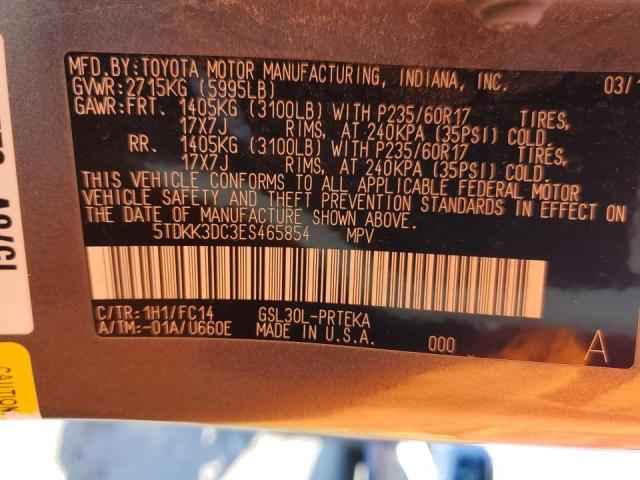Photo 10 from auction – 2014 TOYOTA SIENNA LE with VIN 5TDKK3DC3ES465854