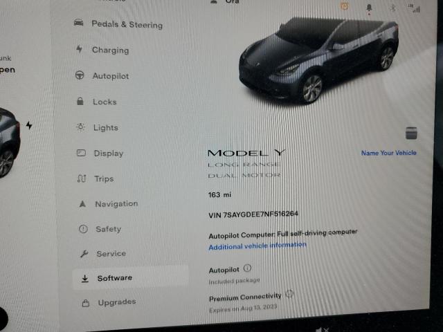 Photo 8 from auction – 2022 TESLA MODEL Y with VIN 7SAYGDEE7NF516264