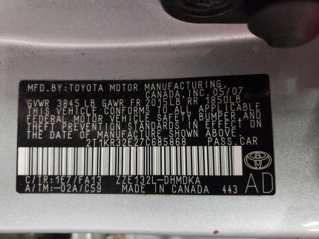 Photo 10 from auction – 2007 TOYOTA COROLLA MA with VIN 2T1KR32E27C685868