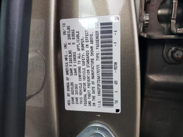 Photo 10 from auction – 2010 HONDA ACCORD EX with VIN 1HGCP2F72AA170771