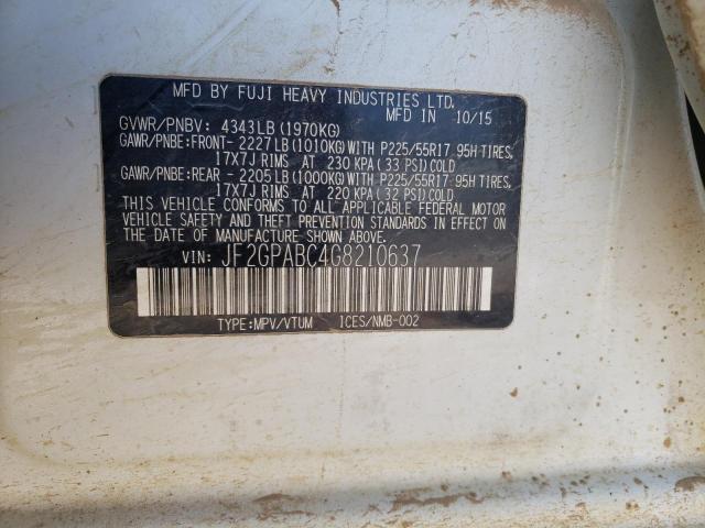 Photo 10 from auction – 2016 SUBARU CROSSTREK with VIN JF2GPABC4G8210637