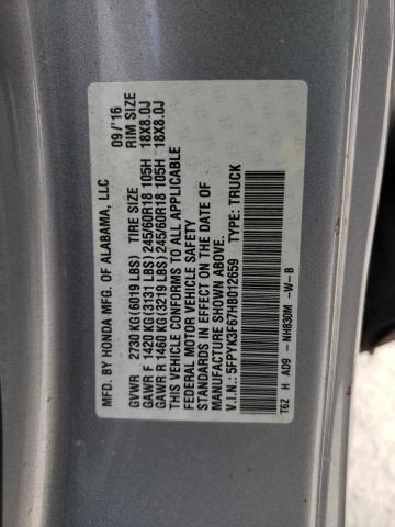 Photo 10 from auction – 2017 HONDA RIDGELINE with VIN 5FPYK3F67HB012659