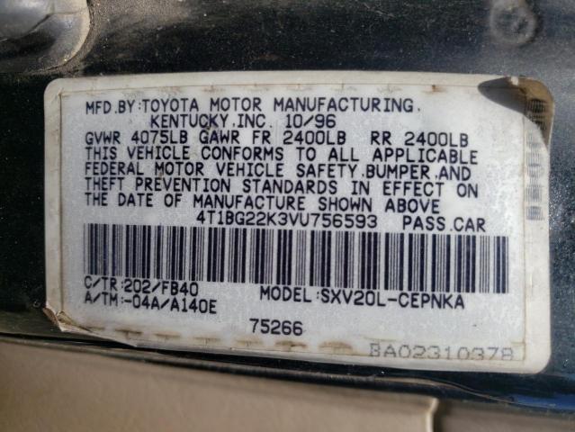 Photo 10 from auction – 1997 TOYOTA CAMRY CE with VIN 4T1BG22K3VU756593