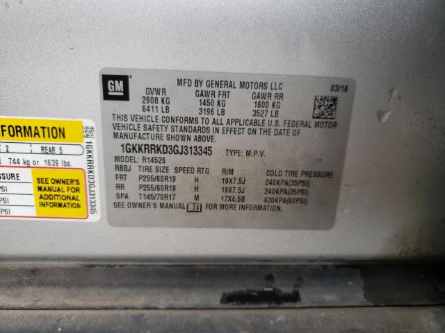 Photo 10 from auction – 2016 GMC ACADIA SLT with VIN 1GKKRRKD3GJ313345