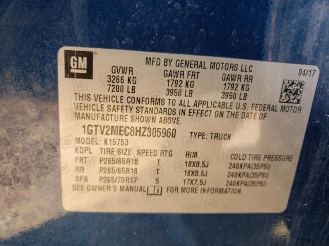 Photo 10 from auction – 2017 GMC SIERRA K15 with VIN 1GTV2MEC8HZ305960