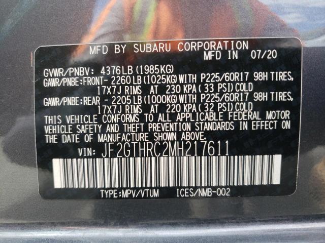 Photo 10 from auction – 2021 SUBARU CROSSTREK with VIN JF2GTHRC2MH217611