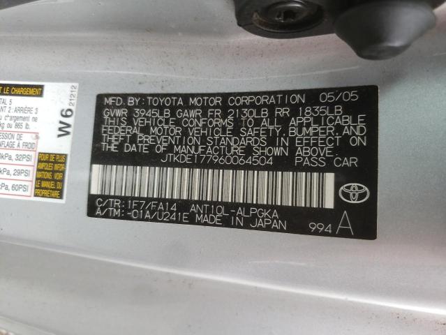 Photo 10 from auction – 2006 SCION TC with VIN JTKDE177960064504