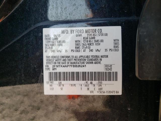 صورة رقم 10 من المزاد - 2015 FORD EDGE SPORT مع VIN 2FMTK4AP7FBB26241
