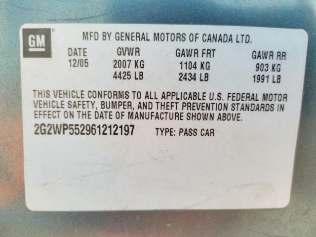 Photo 10 from auction – 2006 PONTIAC GRAND PRIX with VIN 2G2WP552961212197