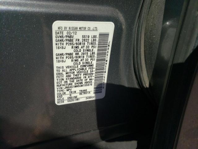 Photo 10 from auction – 2012 INFINITI FX35 with VIN JN8AS1MW5CM155678