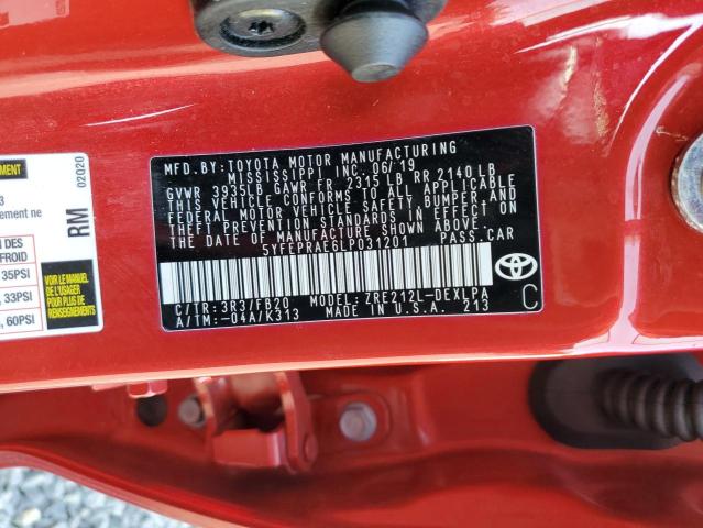 Photo 10 from auction – 2020 TOYOTA COROLLA LE with VIN 5YFEPRAE6LP031201
