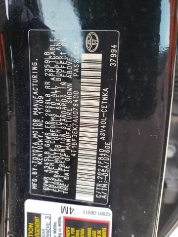 Photo 10 from auction – 2010 TOYOTA CAMRY BASE with VIN 4T1BF3EK7AU078400