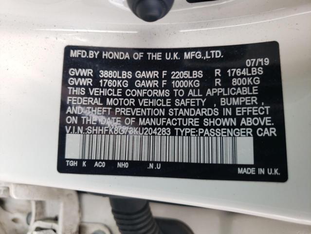 Photo 10 from auction – 2019 HONDA CIVIC TYPE with VIN SHHFK8G73KU204283