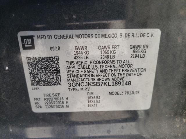 Photo 10 from auction – 2019 CHEVROLET TRAX LS with VIN 3GNCJKSB7KL189148