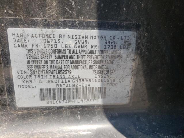 Photo 10 from auction – 2015 NISSAN VERSA S with VIN 3N1CN7AP4FL952579