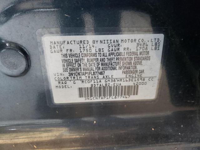 Photo 10 from auction – 2015 NISSAN VERSA S with VIN 3N1CN7AP1FL877467