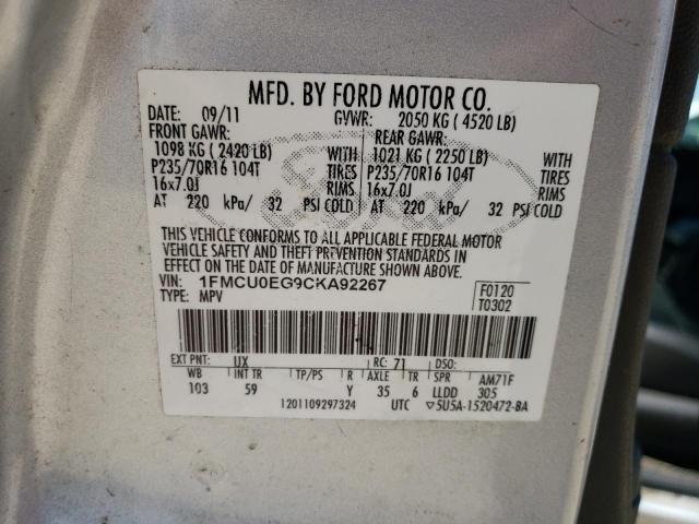 Photo 10 from auction – 2012 FORD ESCAPE LIM with VIN 1FMCU0EG9CKA92267