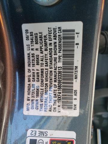 Photo 10 from auction – 2009 HONDA CIVIC EX with VIN 19XFA16809E033613