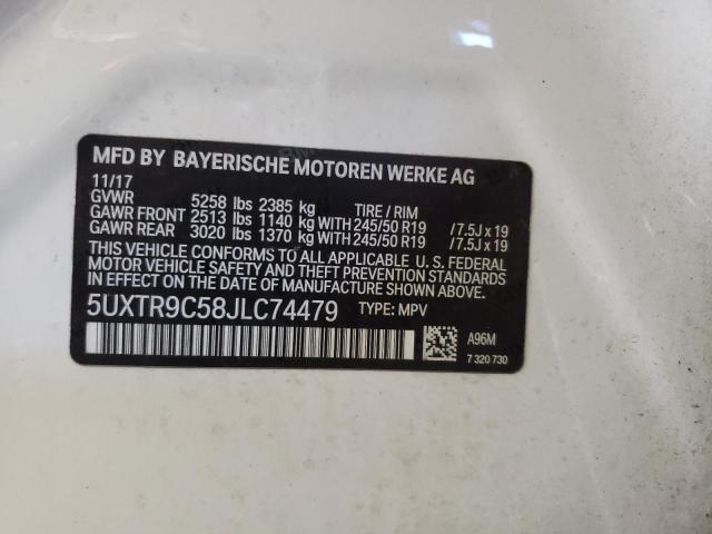 Photo 10 from auction – 2018 BMW X3 XDRIVE3 with VIN 5UXTR9C58JLC74479