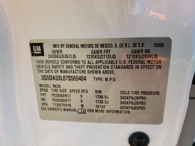 Photo 10 from auction – 2007 BUICK RENDEZVOUS with VIN 3G5DA03L87S569404