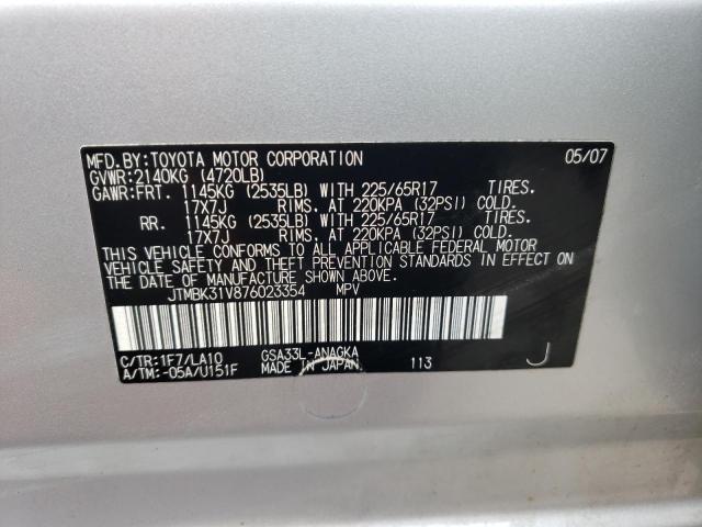 Photo 10 from auction – 2007 TOYOTA RAV4 LIMIT with VIN JTMBK31V876023354